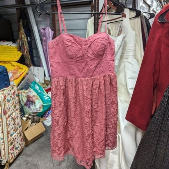 American Eagle Outfitters Dresses & Skirts - Pink Small Polka Dot Lace Mini Dress Coquette Balletcore Fairycore AE